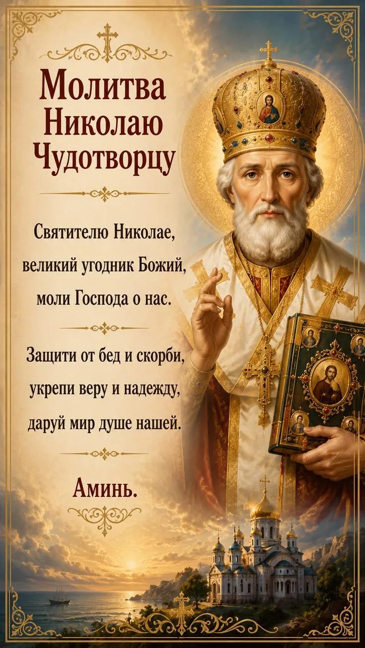 Открытка молитва Святому Николаю